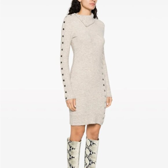 ISABEL MARANT Marina Boiled Knit Mini Dress In Beige, Size EU 34 / US 2 - Picture 2 of 5